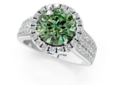 Silver Fancy Green Round  Halo Round Diamond Pave Band with Prong Setting 2