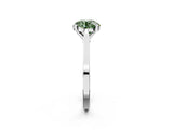 Silver Fancy Green Round  Solitaire Diamond Ring with Four-Prong Setting and Tapered Band 2