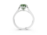 Silver Fancy Green Round  Solitaire Diamond Ring with Four-Prong Setting and Tapered Band 3