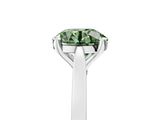 Silver Fancy Green Round  Solitaire Diamond Ring with Four-Prong Setting and Tapered Band 5