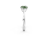Silver Fancy Green Round  Solitaire Diamond Ring with Split Shank and Four-Prong Setting_14
