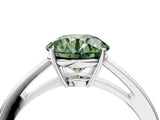 Silver Fancy Green Round  Solitaire Diamond Ring with Split Shank and Four-Prong Setting_16