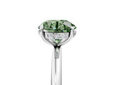 Silver Fancy Green Round  Solitaire Diamond Ring with a Classic Band and Four-Prong Setting 1