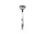 Silver Fancy Green Round  Solitaire Diamond Ring with a Classic Band and Four-Prong Setting 4