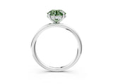 Silver Fancy Green Round  Solitaire Diamond Ring with a Classic Band and Four-Prong Setting 5