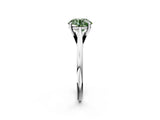 Silver Fancy Green Round  Solitaire Engagement Ring with Four-Prong Setting and Classic Band 2