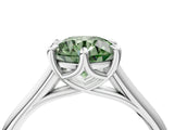 Silver Fancy Green Round  Solitaire Engagement Ring with Six-Prong Setting and Classic Band 5