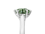 Silver Fancy Green Round  Solitaire Engagement Ring with Six-Prong Setting and Classic Band