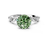 Silver Fancy Green Round  Solitaire Twisted Band with Prong Setting 1