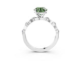 Silver Fancy Green Round  Solitaire Twisted Band with Prong Setting 4