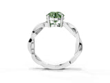 Silver Fancy Green Round  Solitaire Twisted Pave Diamond Ring with Four-Prong Setting_3