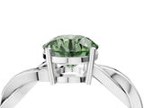 Silver Fancy Green Round  Solitaire Twisted Pave Diamond Ring with Four-Prong Setting_4