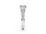 Silver Fancy Pink Asscher Cut Brilliant Diamond Pavé Band with Six-Prong Setting_20