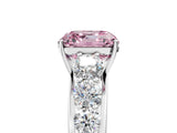 Silver Fancy Pink Asscher Cut Brilliant Diamond Pavé Band with Six-Prong Setting_23