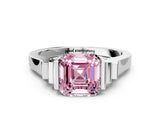 Silver Fancy Pink Asscher Cut Brilliant Solitaire Diamond Ring with Channel Set Band and Bar Prong Setting_6