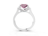 Silver Fancy Pink Asscher Cut Brilliant Solitaire Diamond Ring with Channel Set Band and Bar Prong Setting_9