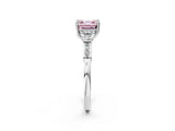 Silver Fancy Pink Asscher Cut Brilliant Three-Stone Pave Band with Four-Prong Setting_8