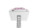 Silver Fancy Pink Asscher Cut-Cut Diamond Halo Engagement Ring with Pave Band and Prong Setting_17