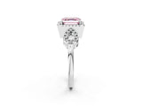 Silver Fancy Pink Asscher Cut Cut Halo Diamond Infinity Band with Four-Prong Setting_14