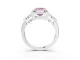 Silver Fancy Pink Asscher Cut Cut Halo Diamond Infinity Band with Four-Prong Setting_15