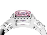 Silver Fancy Pink Asscher Cut Cut Halo Diamond Infinity Band with Four-Prong Setting_16