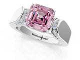 Silver Fancy Pink Asscher Cut Diamond Channel Set Solitaire Ring with Four-Prong Setting_42