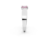 Silver Fancy Pink Asscher Cut Diamond Channel Set Solitaire Ring with Four-Prong Setting_43