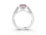 Silver Fancy Pink Asscher Cut Diamond Channel Set Solitaire Ring with Four-Prong Setting_44