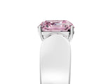 Silver Fancy Pink Asscher Cut Diamond Channel Set Solitaire Ring with Four-Prong Setting_46