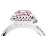 Silver Fancy Pink Asscher Cut Diamond Double Halo Ring with Split Shank and Four-Prong Setting_10