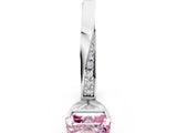 Silver Fancy Pink Asscher Cut Diamond Engagement Ring with Side Stone Accents and Four-Prong Setting_72
