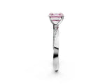 Silver Fancy Pink Asscher Cut Diamond Engagement Ring with Side Stone Accents and Four-Prong Setting_74
