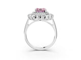 Silver Fancy Pink Asscher Cut Diamond Floral Double Halo Engagement Ring with Prong Setting_15