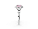Silver Fancy Pink Asscher  Cut Diamond Floral Halo Engagement Ring with Shared Prong Setting 2