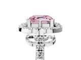 Silver Fancy Pink Asscher Cut Diamond Floral Halo Split Shank Prong Setting Ring_11