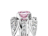 Silver Fancy Pink Asscher Cut Diamond Pave Art Deco Split Shank Ring with Four-Prong Setting_11