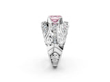 Silver Fancy Pink Asscher Cut Diamond Pave Art Deco Split Shank Ring with Four-Prong Setting_8