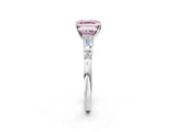 Silver Fancy Pink Asscher  Cut Diamond Ring with Baguette Side Stones, Channel Set Band, and Four-Prong Setting_38