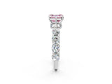 Silver Fancy Pink Asscher Cut Diamond Side Stone Engagement Ring with Four-Prong Setting_14