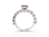 Silver Fancy Pink Asscher Cut Diamond Side Stone Engagement Ring with Four-Prong Setting_15