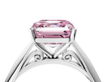 Silver Fancy Pink Asscher Cut Diamond Solitaire Engagement Ring with Cathedral Setting and Four-Prong Mount_10