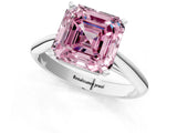 Silver Fancy Pink Asscher Cut Diamond Solitaire Engagement Ring with Cathedral Setting and Four-Prong Mount_7