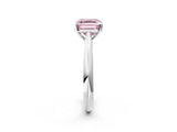 Silver Fancy Pink Asscher Cut Diamond Solitaire Engagement Ring with Cathedral Setting and Four-Prong Mount_8