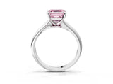 Silver Fancy Pink Asscher Cut Diamond Solitaire Engagement Ring with Classic Band and Four-Prong Setting_27
