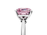 Silver Fancy Pink Asscher Cut Diamond Solitaire Engagement Ring with Classic Band and Four-Prong Setting_29