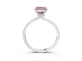 Silver Fancy Pink Asscher Cut Diamond Solitaire Ring with Classic Band and Four-Prong Setting_9