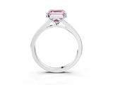 Silver Fancy Pink Asscher Cut Diamond Solitaire Ring with Pavé Band and Prong Setting_15