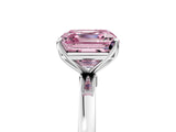 Silver Fancy Pink Asscher Cut Diamond Solitaire Ring with Thin Band and Prong Setting_5