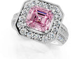 Silver Fancy Pink Asscher Cut Halo Diamond Engagement Ring with Pave Split Shank and Four-Prong Setting_37