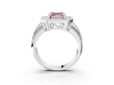 Silver Fancy Pink Asscher Cut Halo Diamond Engagement Ring with Pave Split Shank and Four-Prong Setting_39
